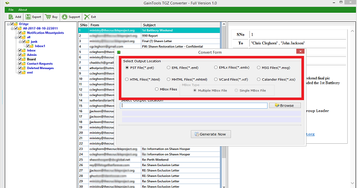 Tgz Converter Tool To Switch Zimbra Tgz File To Pst Eml Emlx Mbox