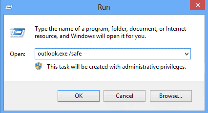 enter outlook exe