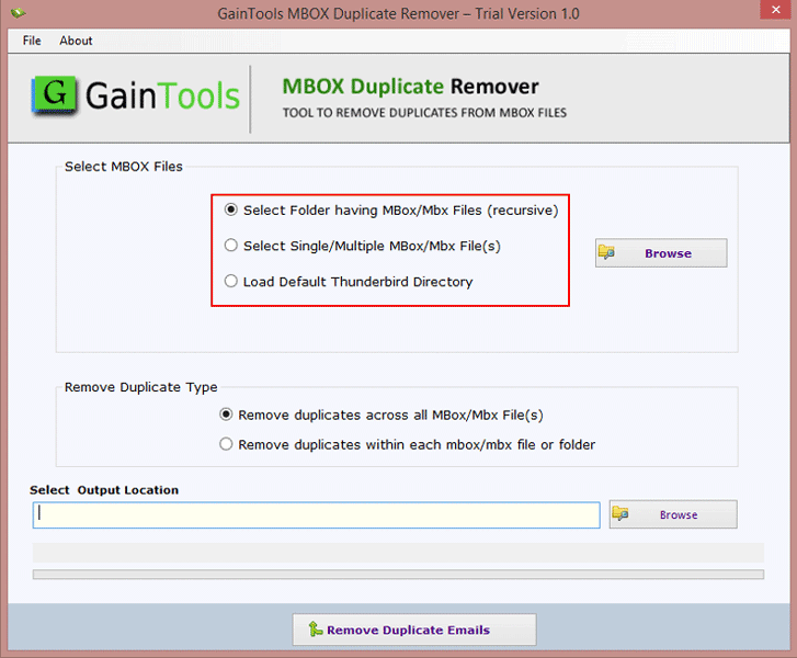 MBOX Duplicate Remover to delete all MBOX MBX file duplicates
