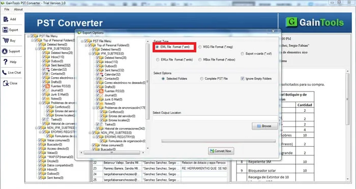 select eml format