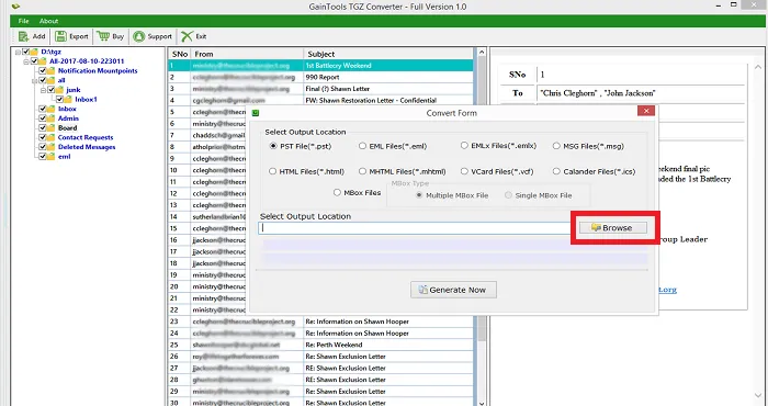 FixVare® TGZ Converter to Export Zimbra TGZ file to multiple formats